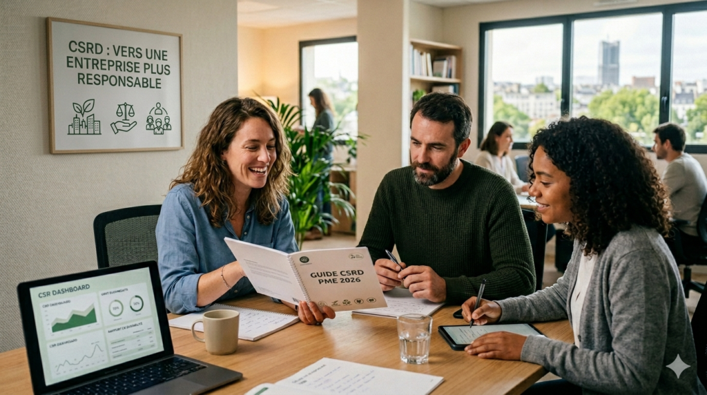 personnes dans une PME qui travaillent sur la CSRD