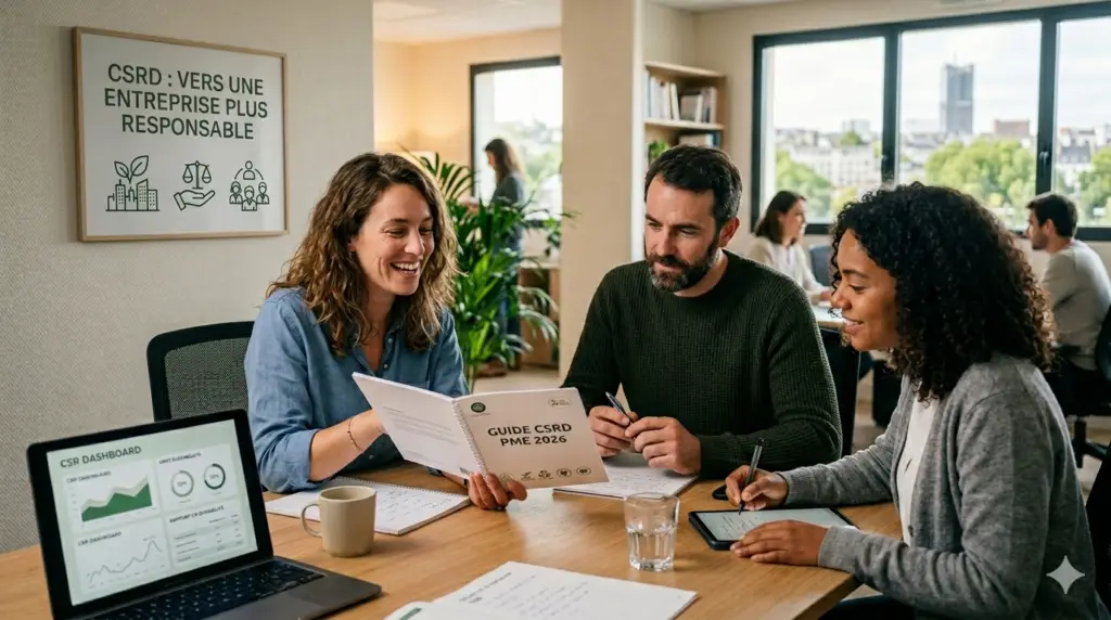 personnes dans une PME qui travaillent sur la CSRD